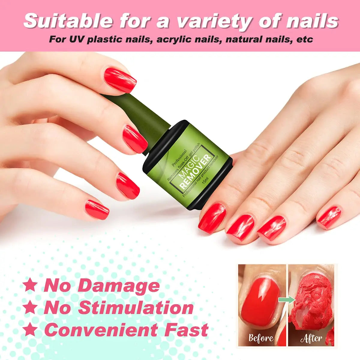 15Ml Magic Fast Nail Gel Polish Remover Clean UV Soak off Semi Permanent Varnish Nail Art Removal Tools Manicure 2025 New